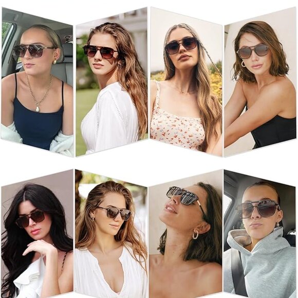 Retro Aviator Sunglasses for Women Men,Trendy Rectangle Womens Mens Shades main image 5